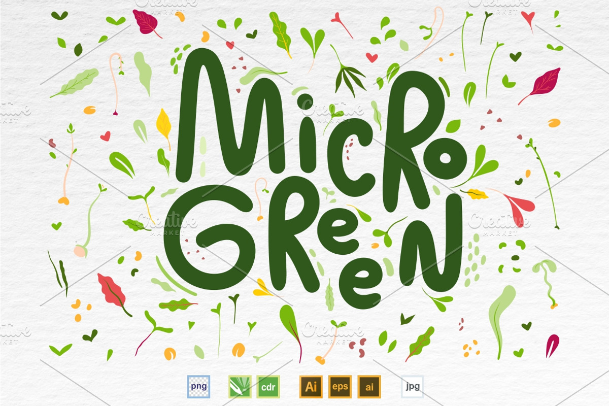 Microgreens Logo Vector Set, an Object Illustration by ElenaKovalyova (Photo 9 of 16)