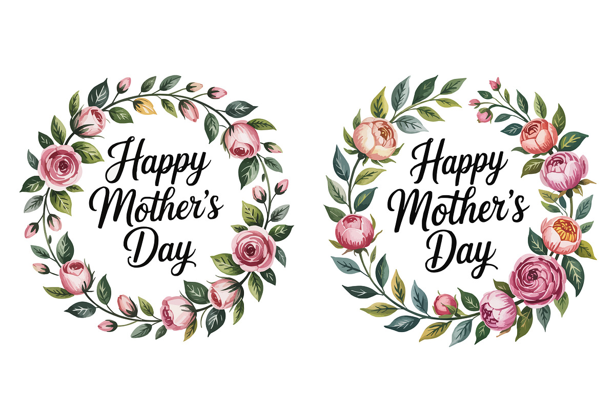 Floral wreaths celebrate Mother'sDay, a Decorative Illustration by himelgfx (Photo 4 of 5)