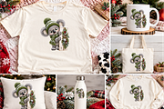Snowy Koala Peeking by a Festive, a Seasonal Illustration by Printable Design Store (Thumbnail 2 of 3)