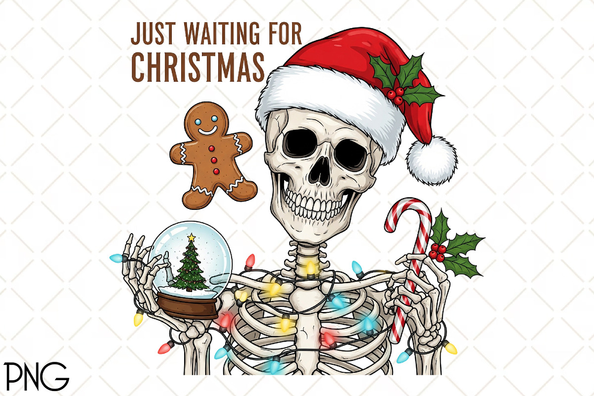 Funny Skeleton Christmas Png, an Illustration by Black Bird Studio (Photo 1 of 4)