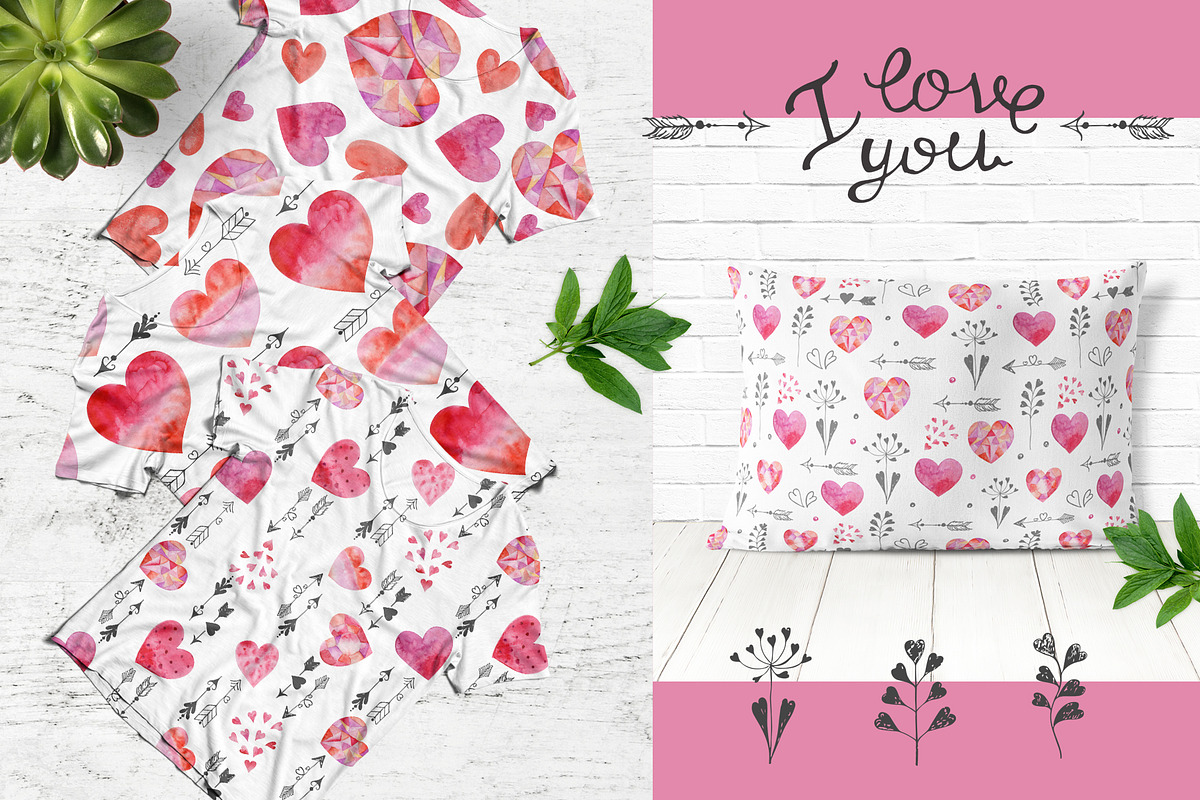 Watercolor Valentine's Day, a Background Graphic by Nafanya (Photo 4 of 6)