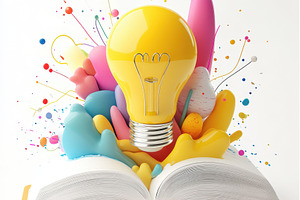 Bright Idea Exploding from Open Book, a Background Photo by Pixeness Studio