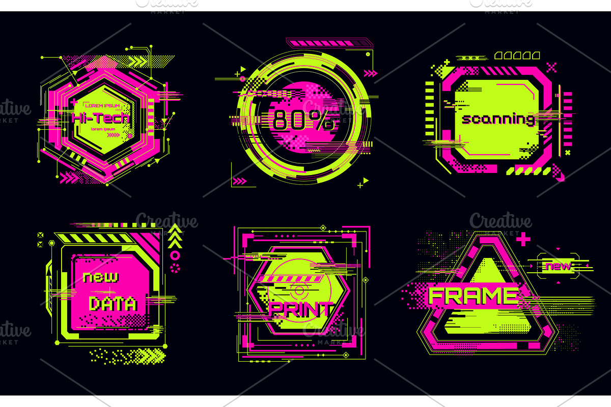 Cyberpunk glitch frame collection, a Technology Illustration by art PVP - market