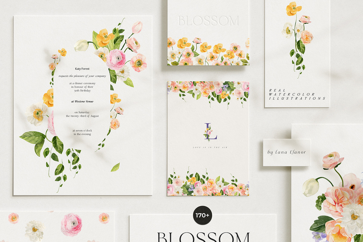 BLOSSOM Spring Watercolor Flowers, a Decorative Illustration by Lana Elanor (Photo 2 of 12)