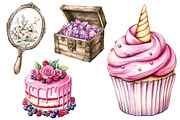 Watercolor Unicorn Kingdom Clipart, a Seasonal Illustration by CitraGraphics (Thumbnail 4 of 6)