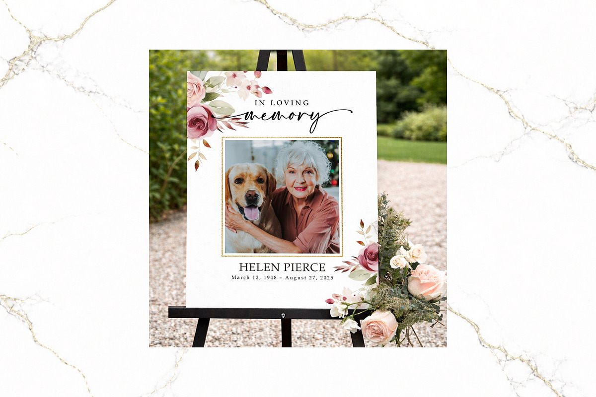 3 Panel Funeral Collage Canva FR008, a Poster Template by TyphoonStudio (Photo 3 of 9)