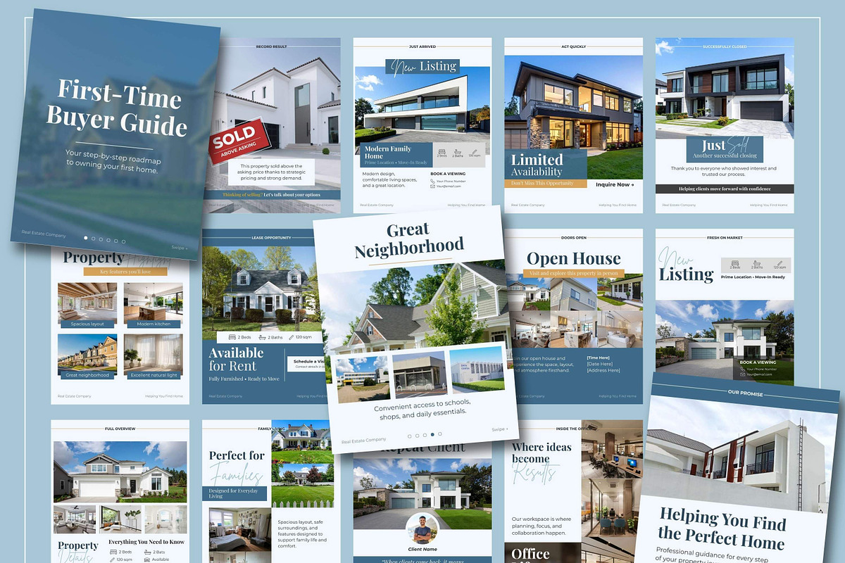 Blue Real Estate Instagram Templates, a Social Media Template by Everyday Perfection (Photo 6 of 11)