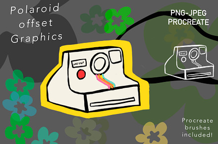 Polaroid retro camera assets stamps