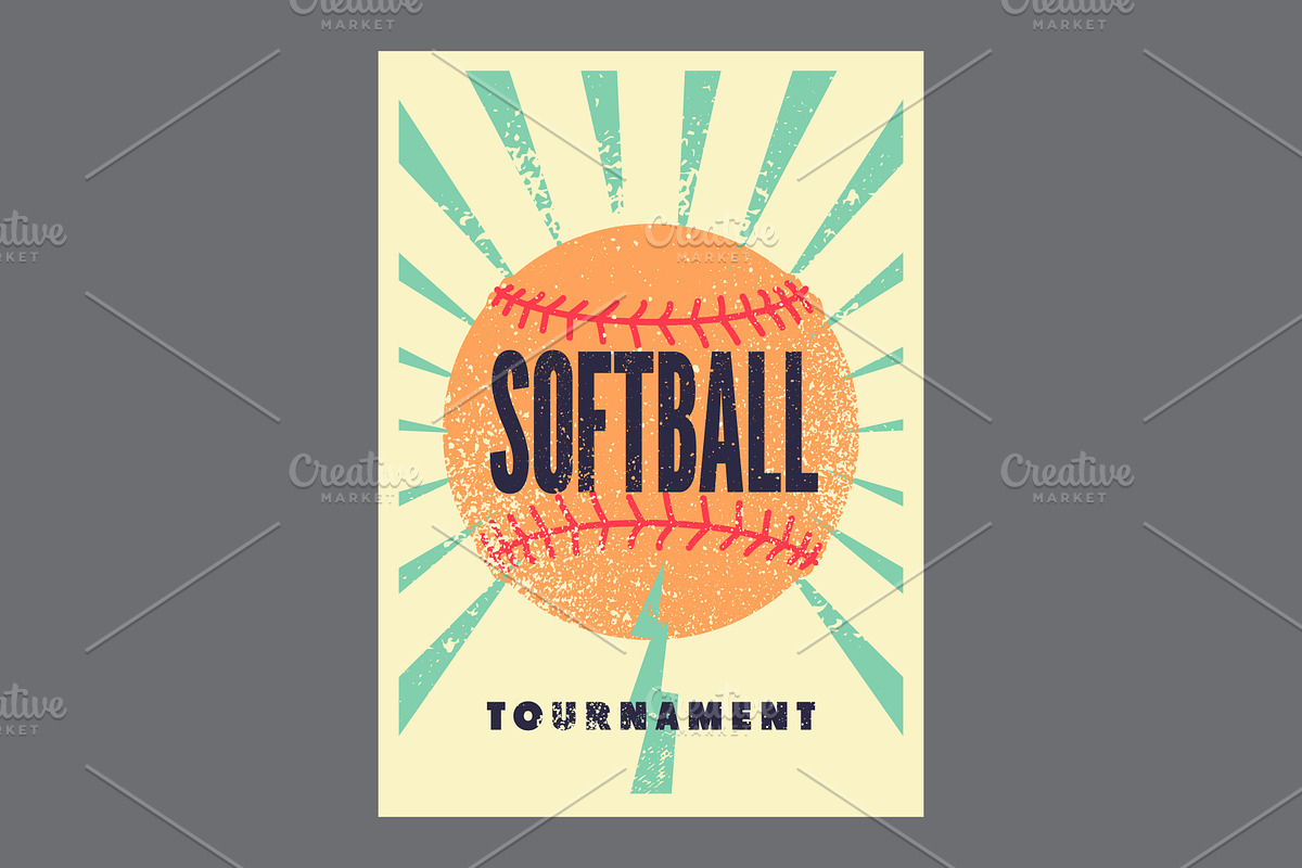 Softball vector poster set., a Sport Illustration by PoPaShop (Photo 4 of 8)