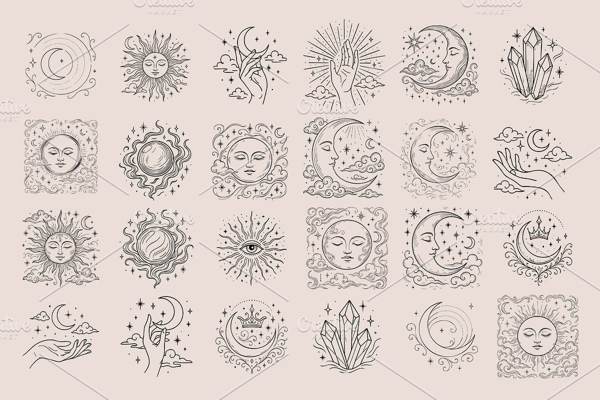 Celestial Boho Clipart – 96 Vectors, a Decorative Illustration by MuzaArtStudio (Photo 7 of 10)
