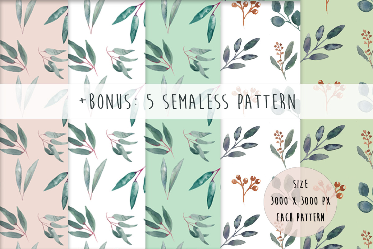Elegant Watercolor Eucalyptus Leaves, a Texture Illustration by MaraquelaStudio (Photo 6 of 9)