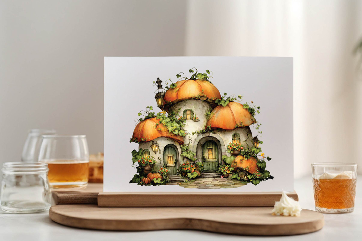 Watercolor Pumpkin Houses Clipart, an Illustration by SVGArt (Photo 6 of 9)
