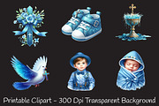 Baby Boy Baptism Watercolor Clipart', an Illustration by RobertsArt (Thumbnail 3 of 7)