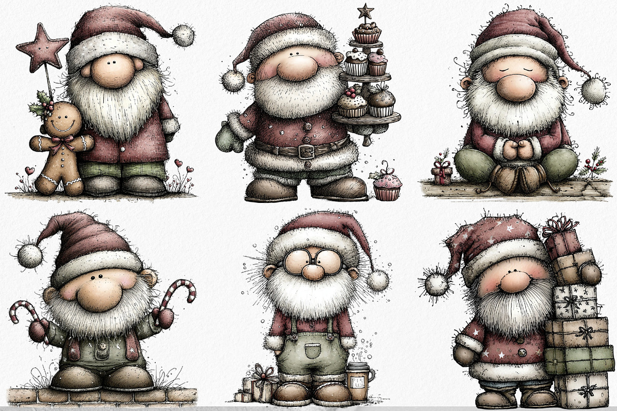 Quirky Whimsical Santa Clipart, an Illustration by Canvas Craft (Photo 4 of 7)
