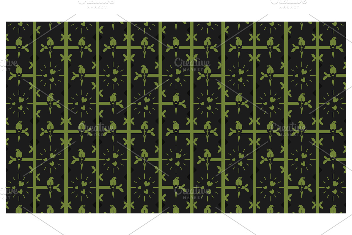 Repeating Motif with Birds and Heart, a Decorative Illustration by Creative Backgrounds