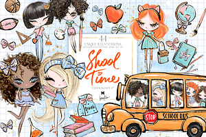 Back to School Bus Nerd Girls PNG, an Education Illustration by KaramfilaS