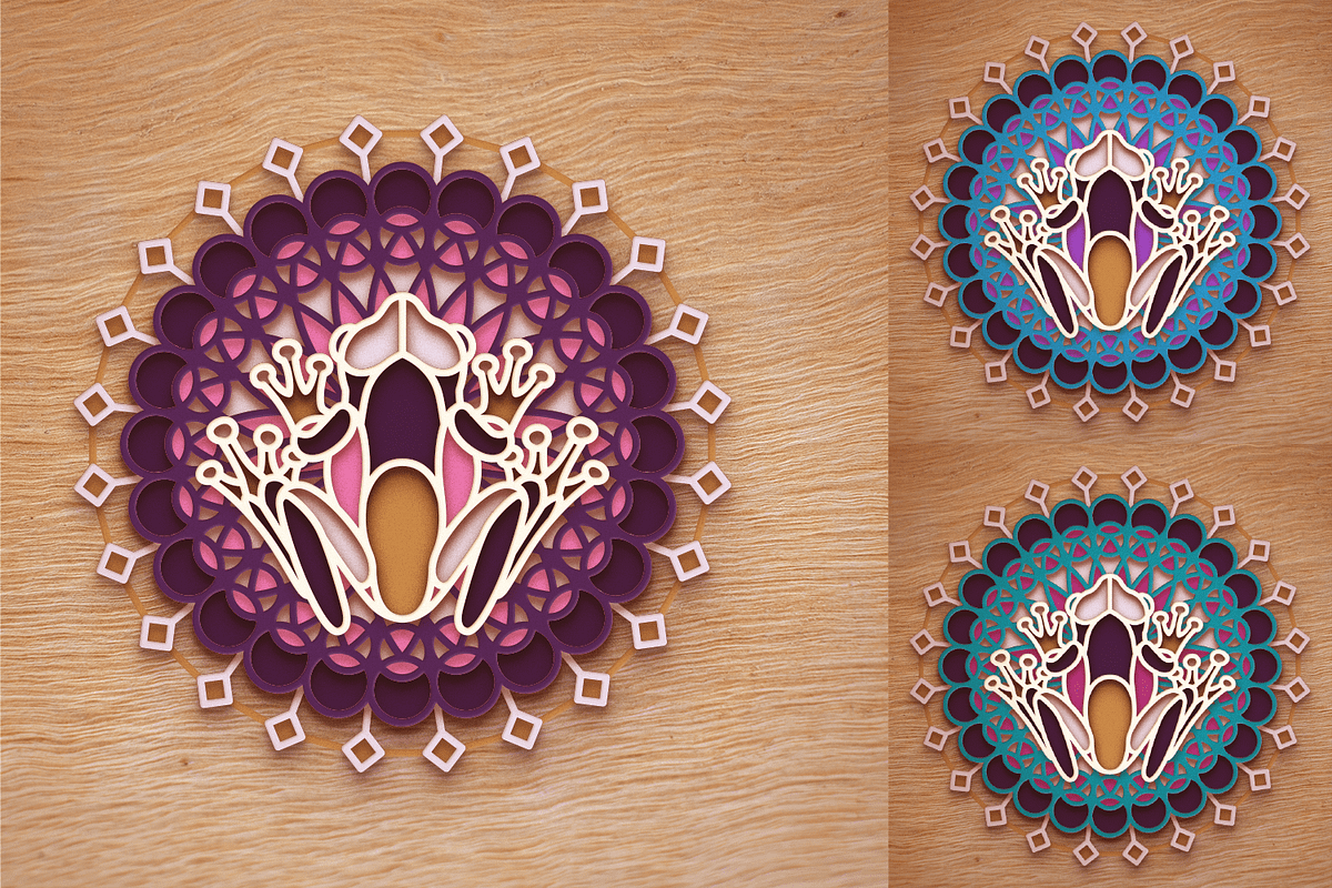 Frog 3D Mandala - SVG laser cut file, an Object Graphic by Arshad Ali (Photo 8 of 8)