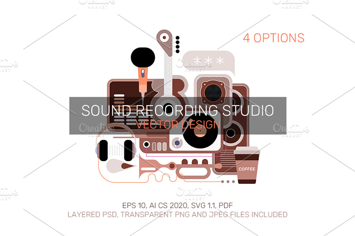 Sound Recording Studio Vector Design, an Object Illustration by danjazzia (Photo 1 of 5)