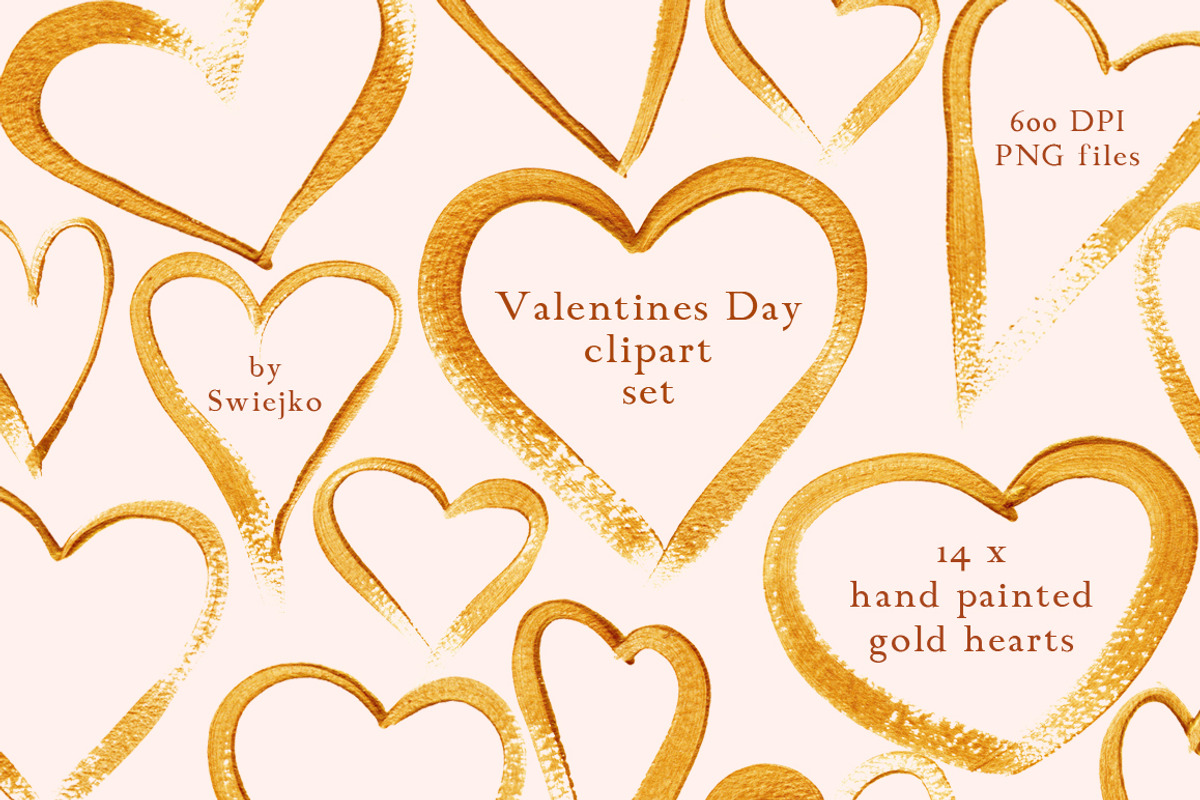 Gold Hearts Valentines Day Clipart, an Illustration by swiejko (Photo 1 of 2)