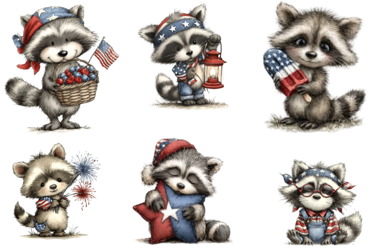 Patriotic Raccoon PNG Clipart, an Animal Illustration by Designking (Photo 2 of 5)