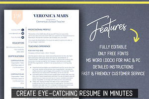 Teacher RESUME Template MS Word