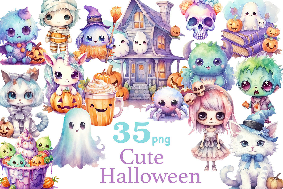 Cute Halloween Clipart Bundle, a Person Illustration by GlamArtZhanna (Photo 1 of 5)