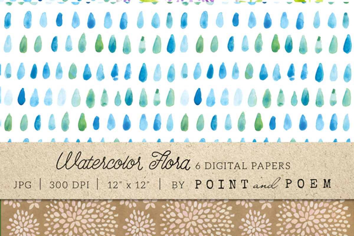 Watercolor Digital Paper Flora preview 2