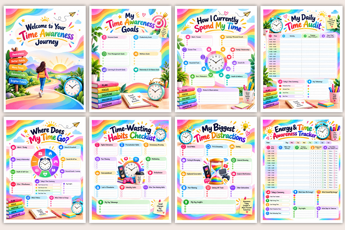 Time Awareness Workbook, a Stationery Template by Designmela01 (Photo 2 of 4)
