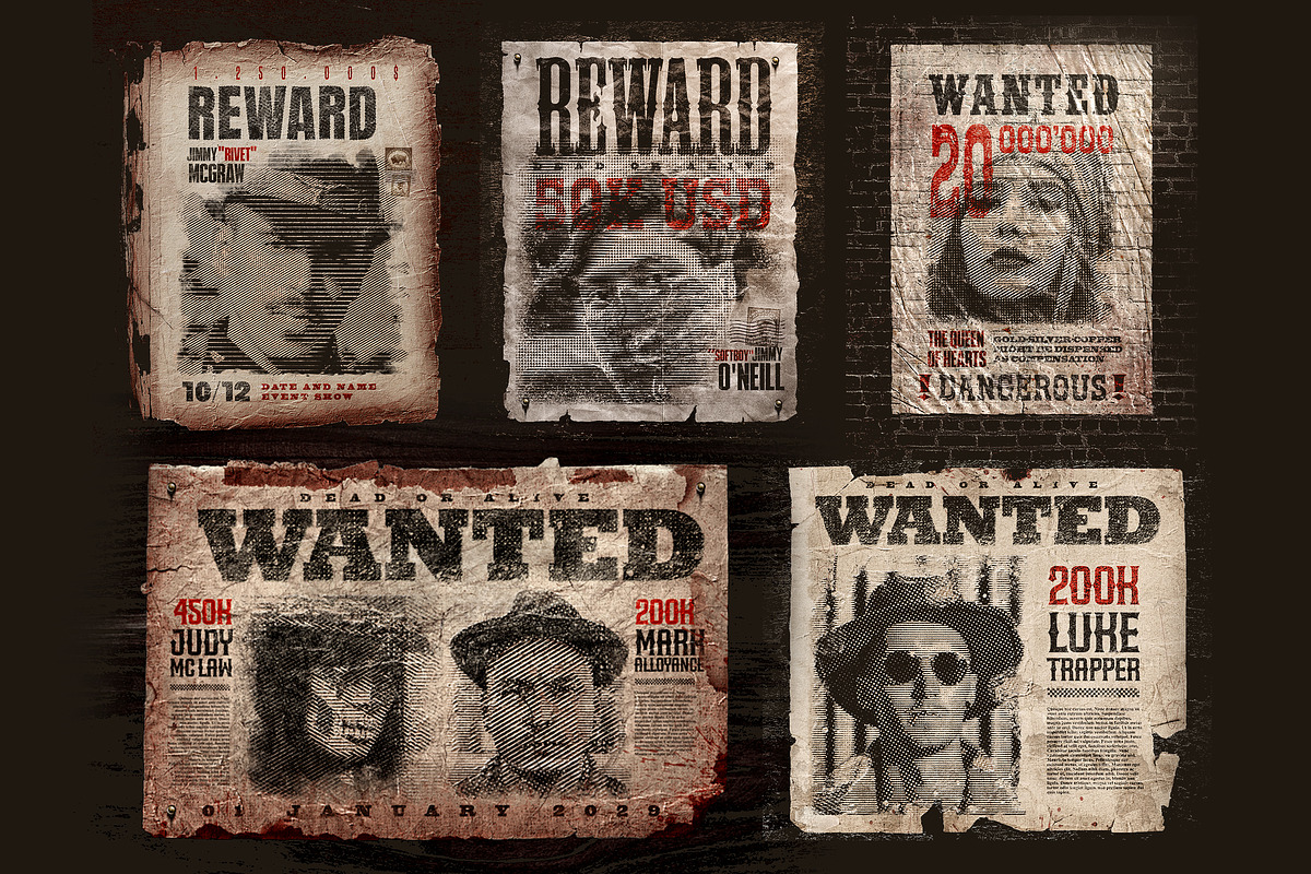 Old Wild West Wanted Poster Mock-ups, an Advertising Mockup by Giallo (Photo 1 of 30)