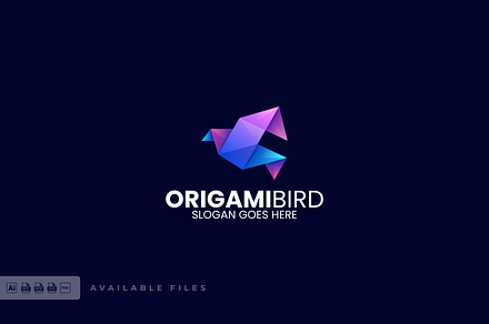 Origami Bird Gradient Colorful Logo
