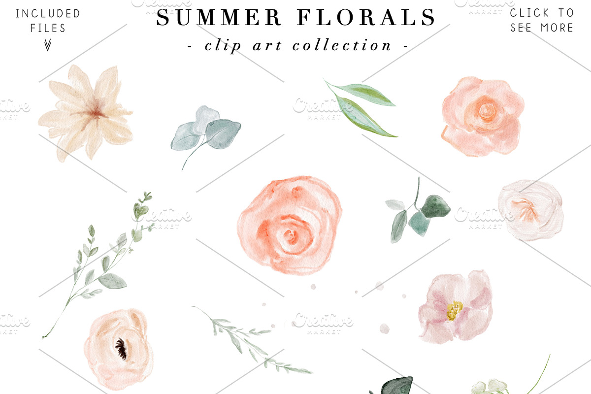 Summer Floral Peony Roses Clipart, a Background Graphic by Essem Creatives (Photo 2 of 5)