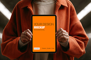 Display of mockup tablet device