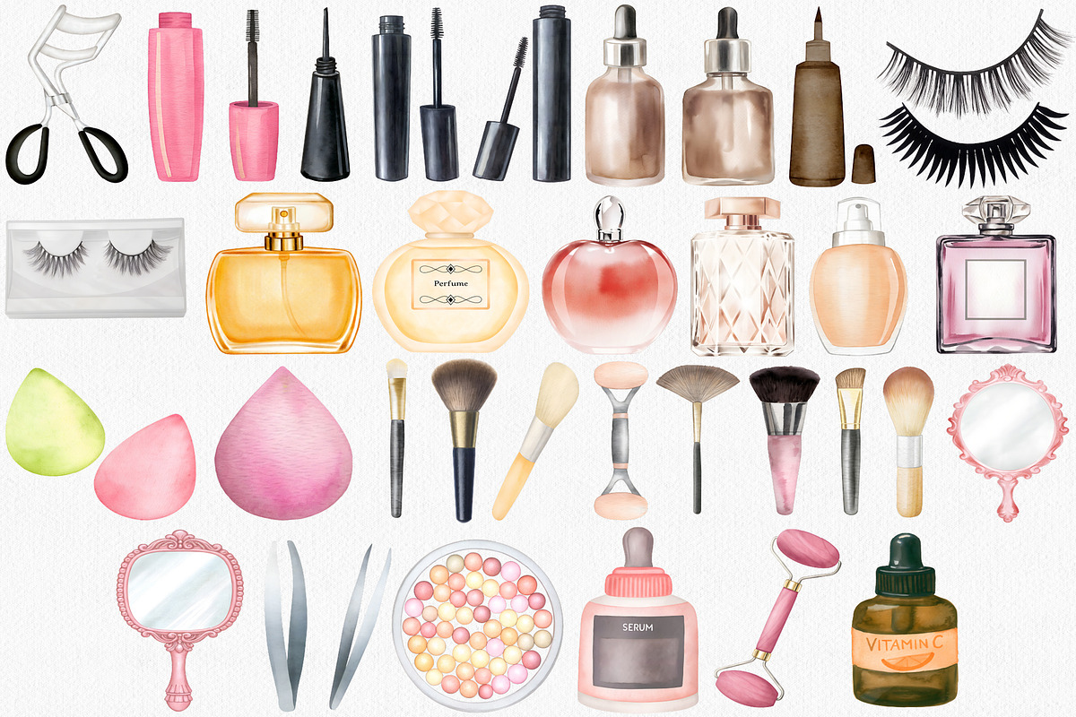 Watercolor Makeup Clipart Set, an Illustration by CropUp Creative (Photo 3 of 4)