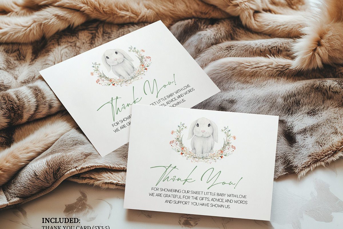 Bunny Baby Shower Thank You Card, an Invitation Template by Digital_Mind (Photo 2 of 6)