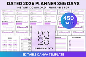 Dated 2025 Planner 365 Days Canva