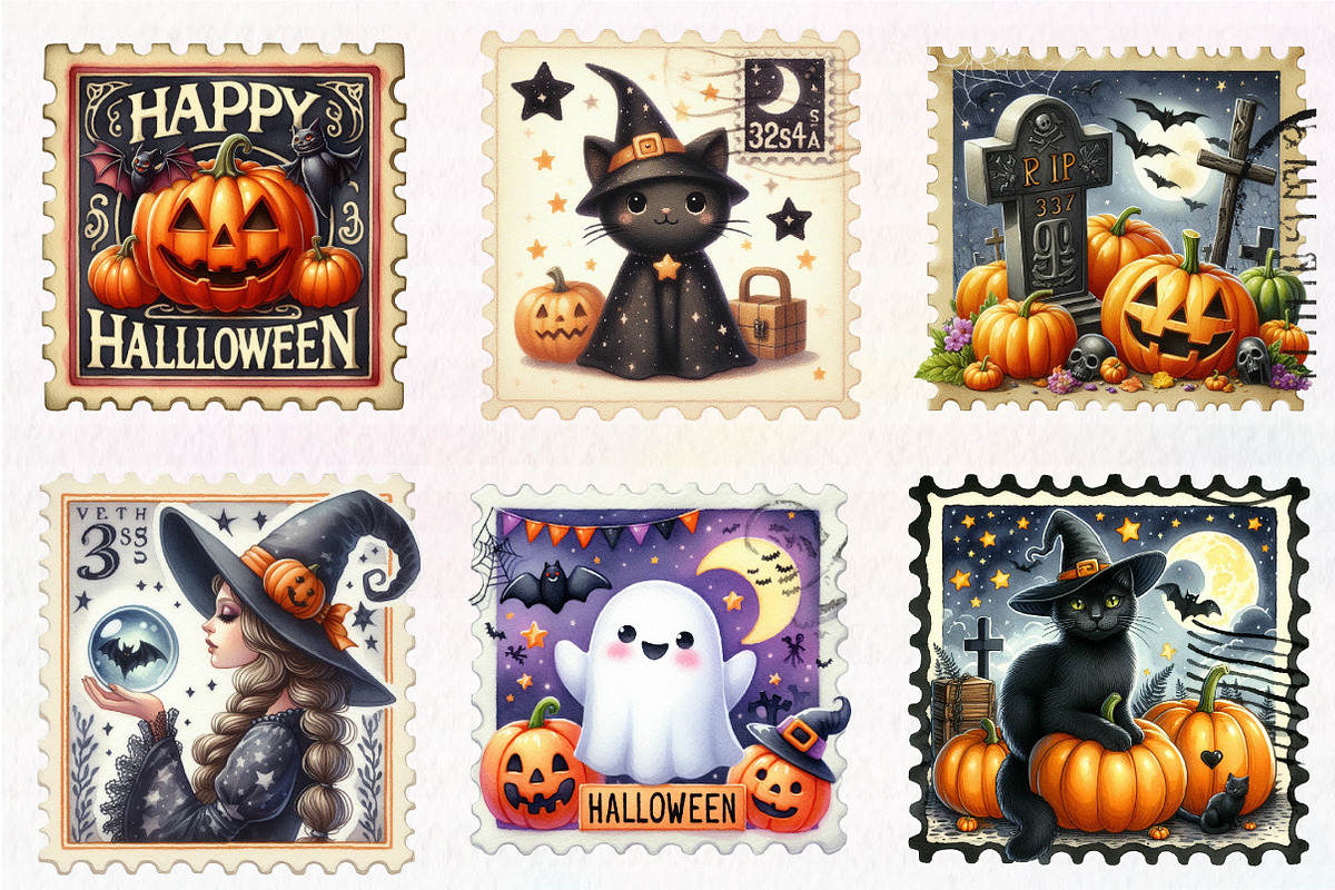 Halloween Postage Stamp Clipart, an Illustration by CreationArt (Photo 2 of 5)