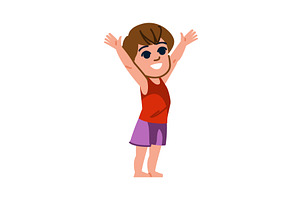 Happy child raising hands and, an Illustration by pikepicture