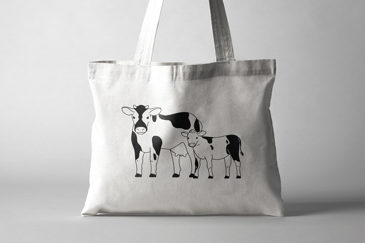 Dairy milk cows & calf, line art set, an Animal Illustration by Good Studio (Photo 7 of 7)