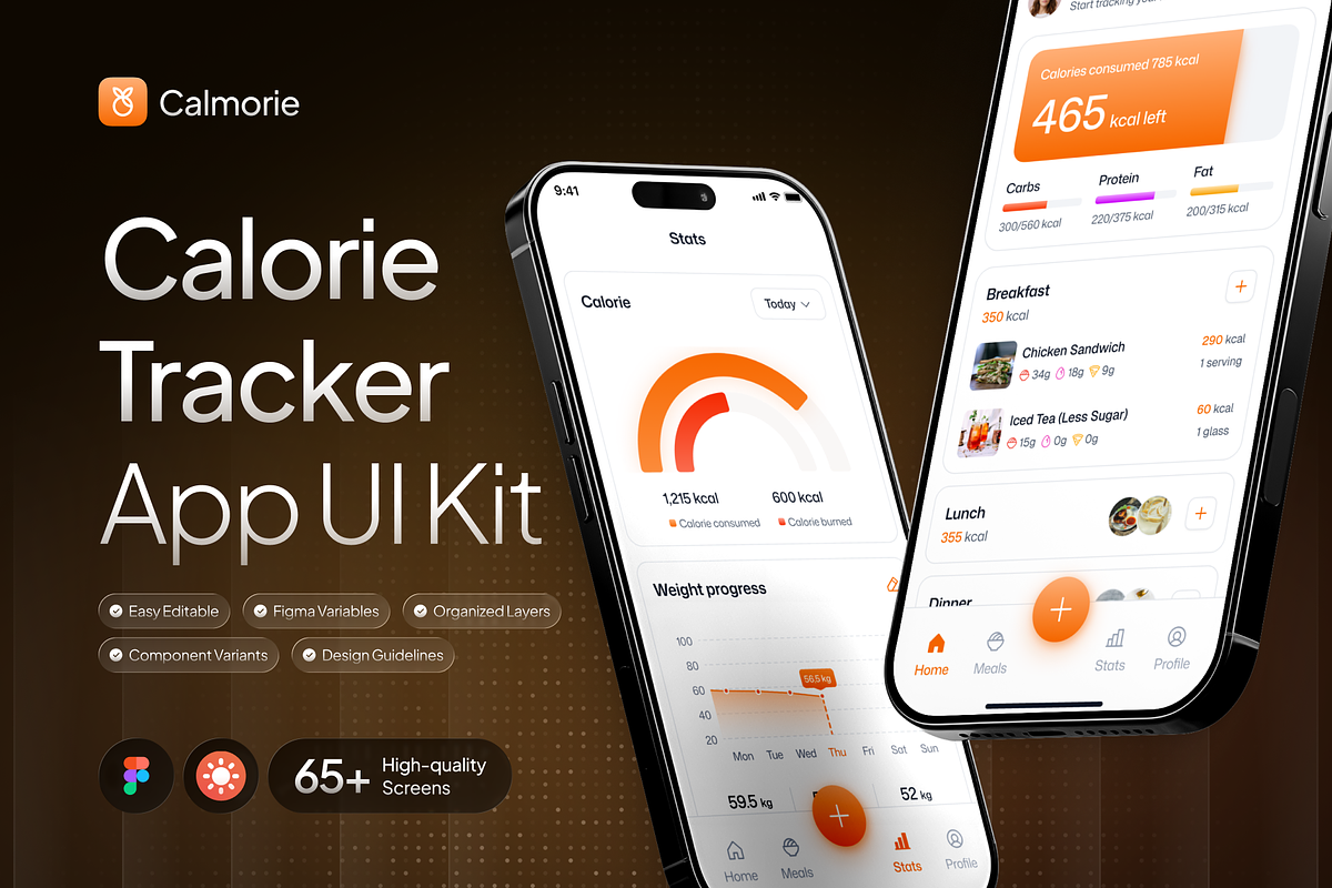 Calmorie Calorie Tracker App UI Kit, an UI Kit Template by Rafiq | YDN (Photo 1 of 6)