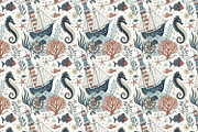 Seamless Pattern Set Marine Fantasy, a Pattern Graphic by Designs by Helen Trupak (Thumbnail 7 of 8)