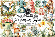 Dinosaurs Watercolor Clipart, an Illustration by Designking (Thumbnail 1 of 5)