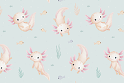 Cute Axolotl-Seamless Set+PNG Files, a Pattern Graphic by tetiartline (Thumbnail 3 of 8)