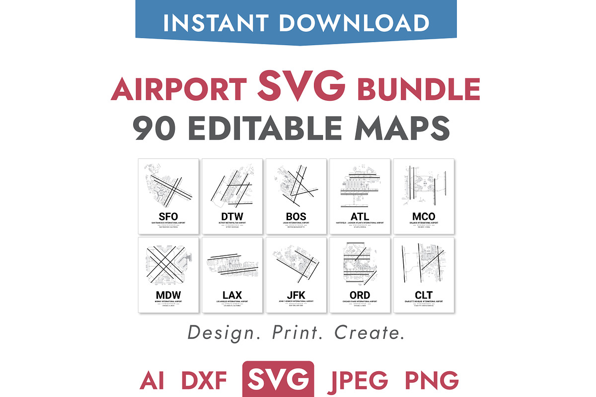 Airport Maps Bundle SVG Vector Files, a Transportation Illustration by AdrianDragne (Photo 1 of 9)