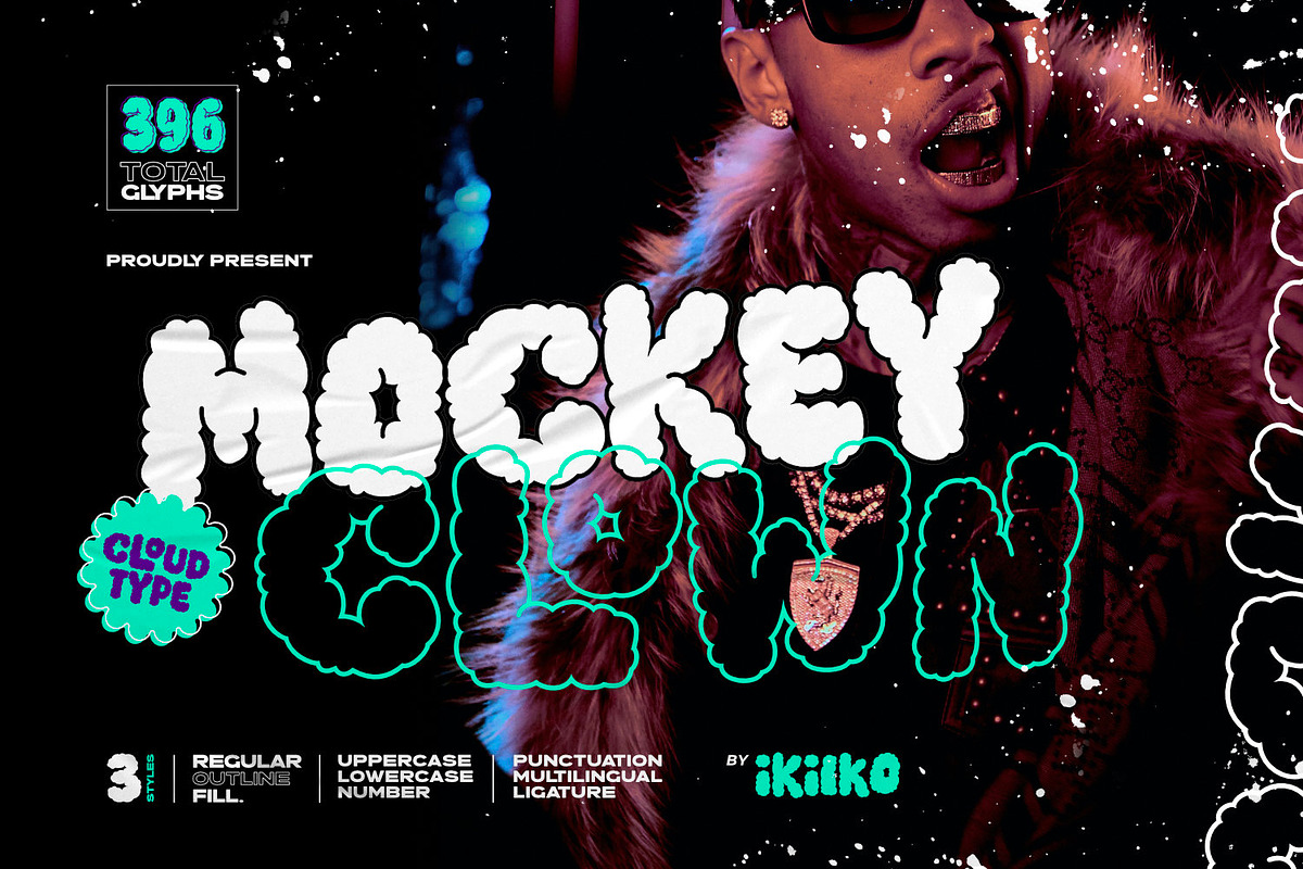 Mockey Clown - Cloud Type, a Symbol Font by ikiiko (Photo 1 of 8)