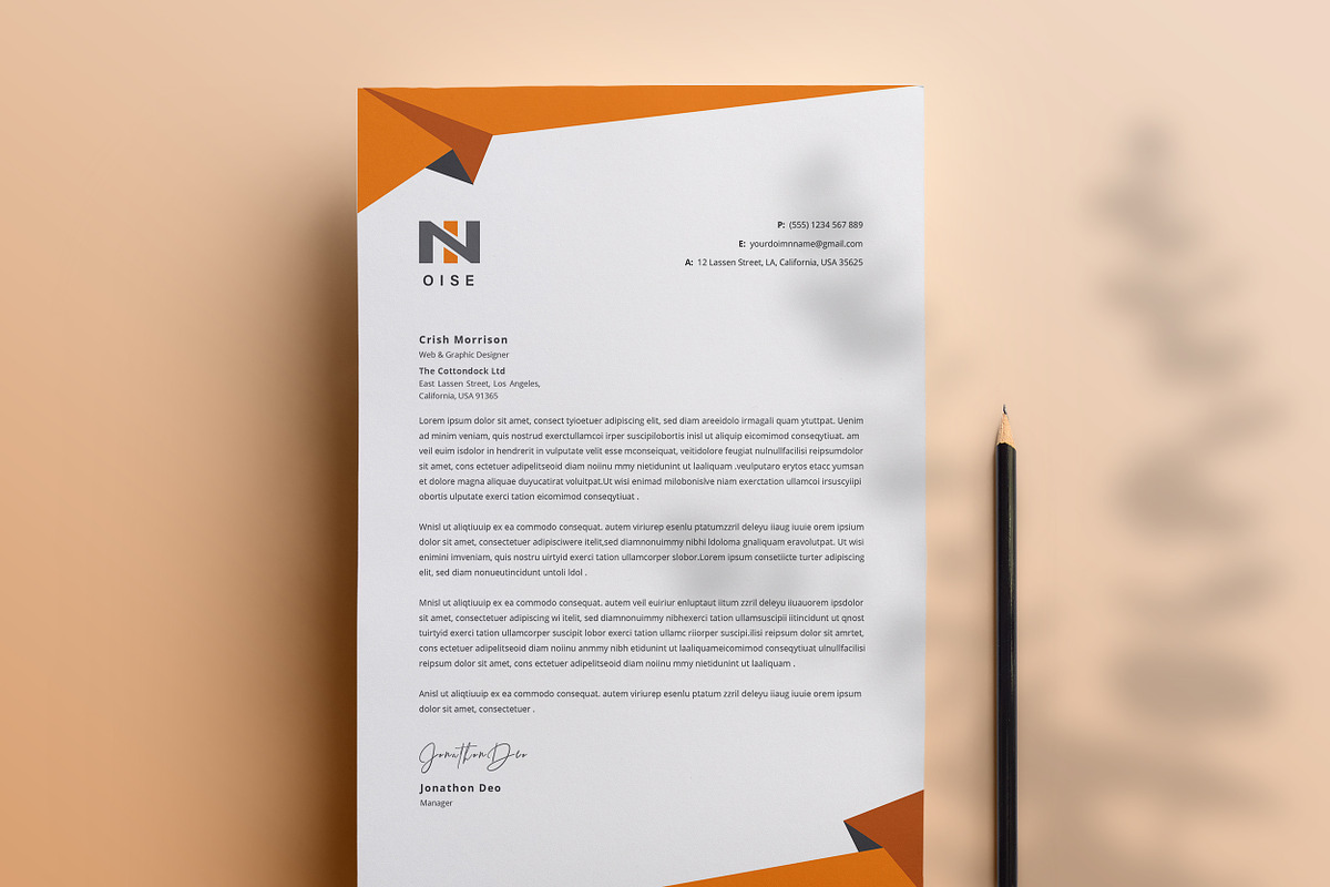 Creative Letterhead Word, a Stationery Template by ResumeDevisers (Photo 7 of 9)