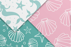 Mermaid Seamless Patterns Set