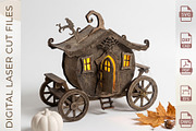 Halloween Pumpkin Carriage Laser Cut, an Object Graphic by WoodoraCut (Thumbnail 6 of 8)