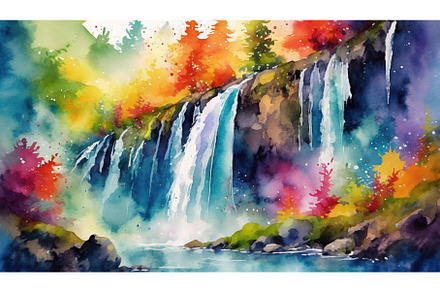 Waterfall surrounded by autumn trees