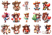 Quirky Valentine Cowgirl Clipart PNG, an Illustration by SinaCreation (Thumbnail 2 of 11)