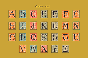 Medieval Leaves Colored Initials Set